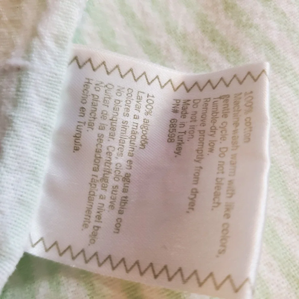 VINTAGE MARTHA STEWART EVERYDAY BABY BLANKET Green STRIPED 33 X 28‎ 100% COTTON